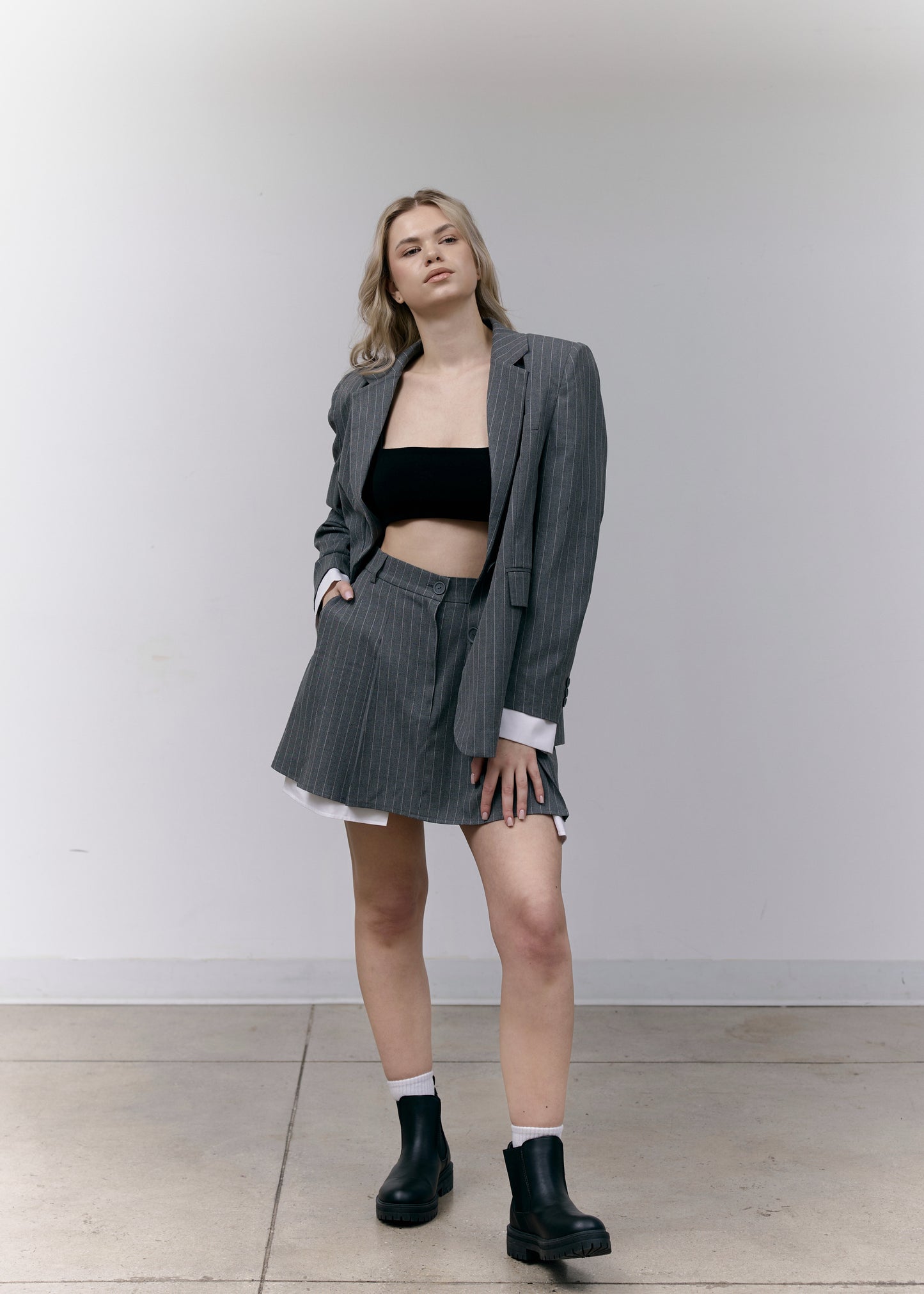 Gray Stripped Skirt