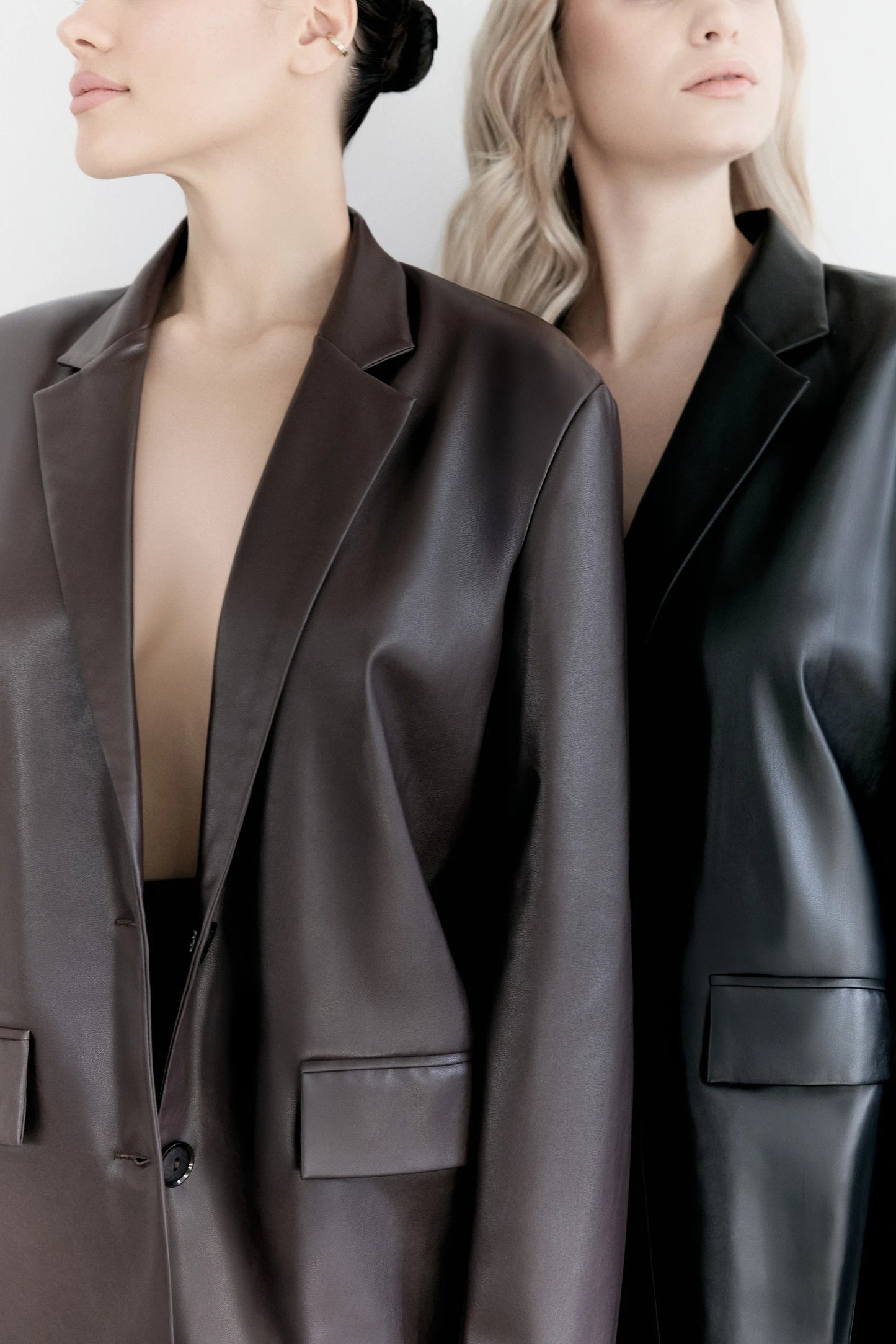 Oversized Burgundy Eco-Leather Blazer