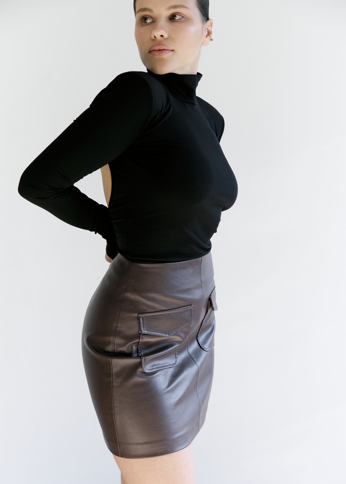 Open-Back Bodysuit with Shoulder Pads