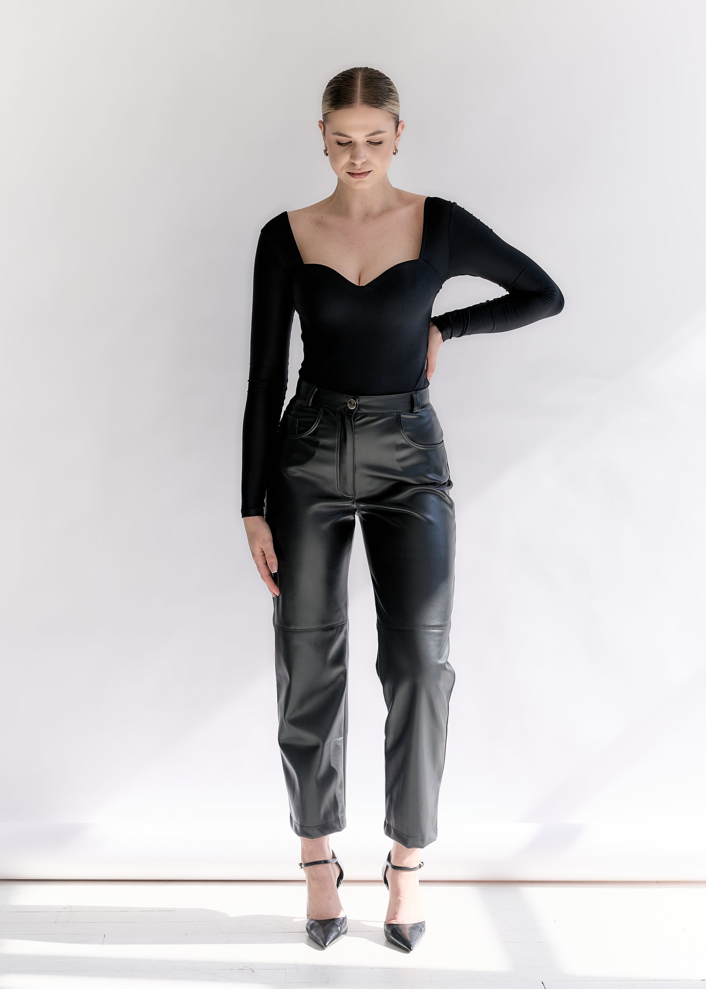 Faux leather pants