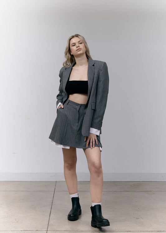 Gray Stripped Skirt