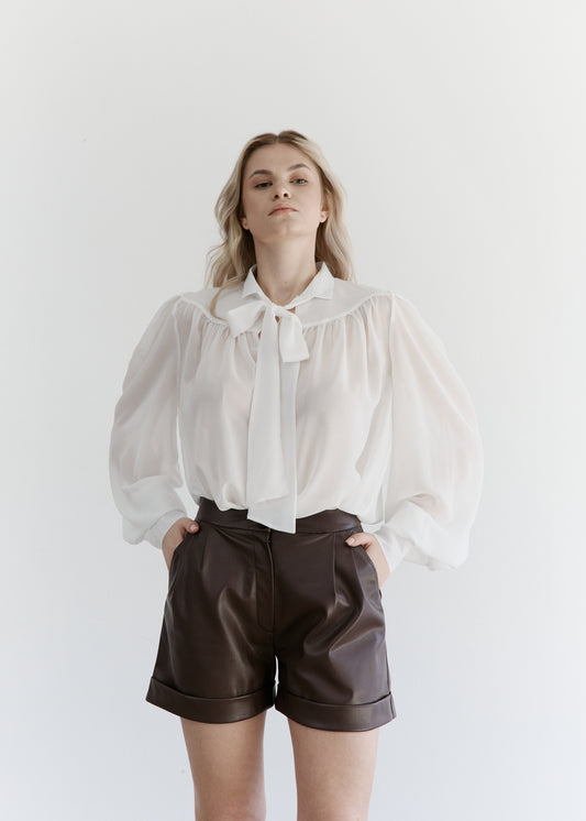 Burgundy Eco-Leather Shorts