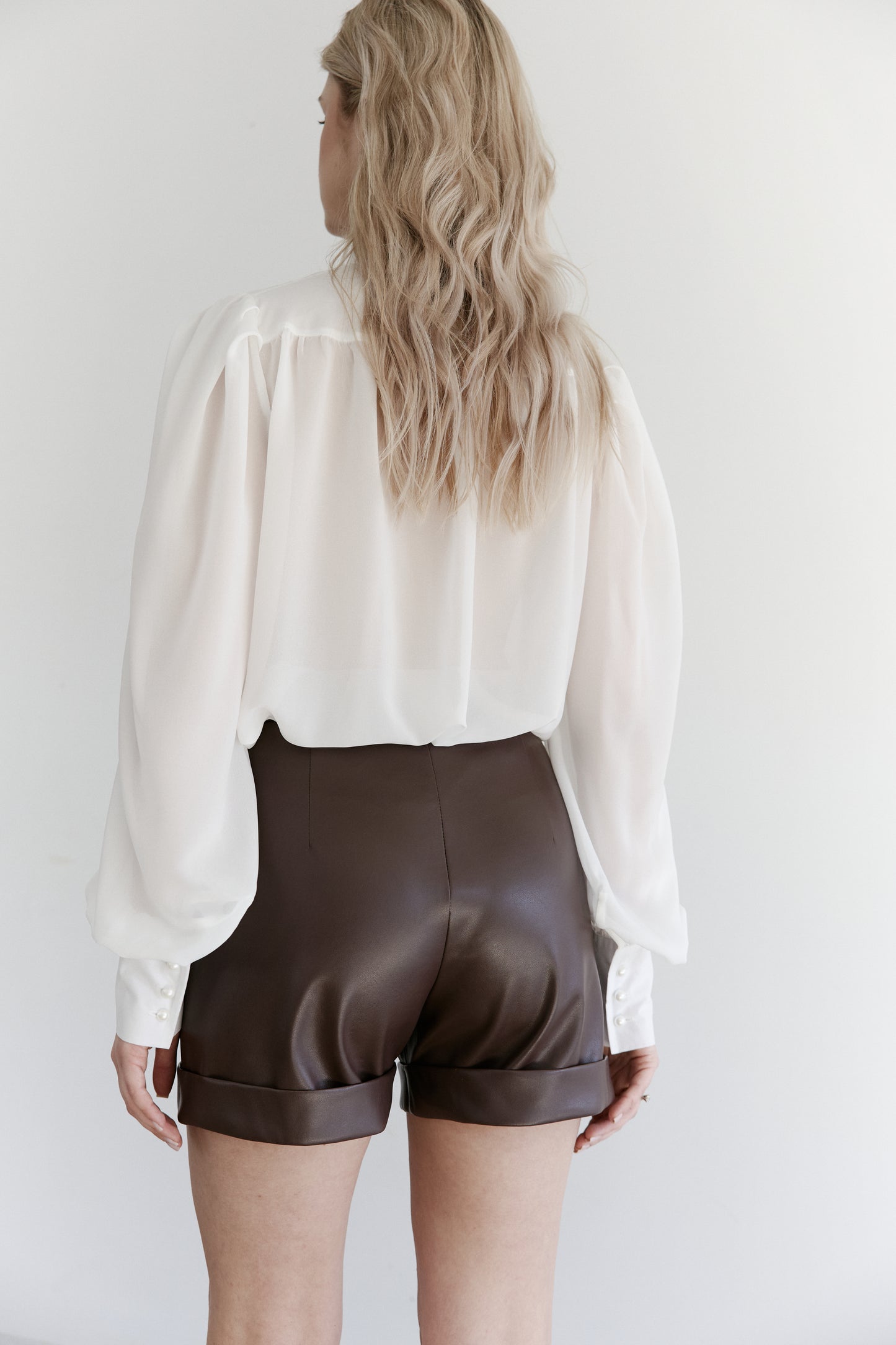 Burgundy Eco-Leather Shorts