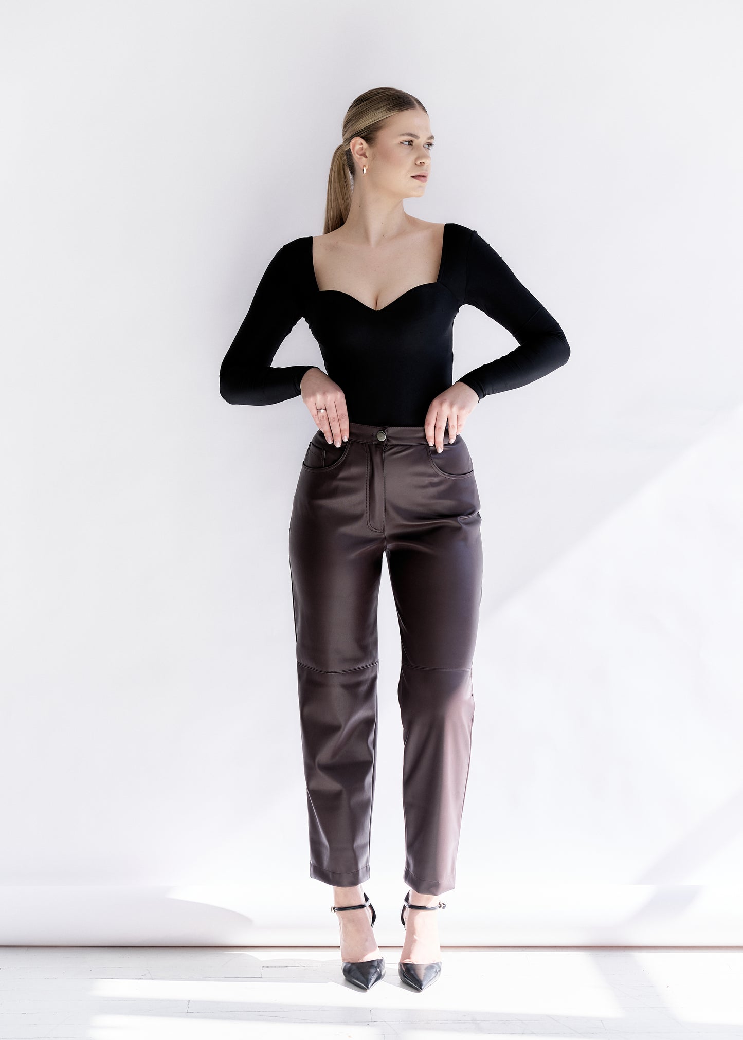 Faux leather pants